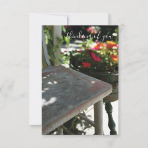 Thinking of You   Antique Chair and Flowers Thank You Card