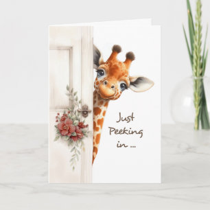 Thinking of You at College Giraffe Peeking Around Card