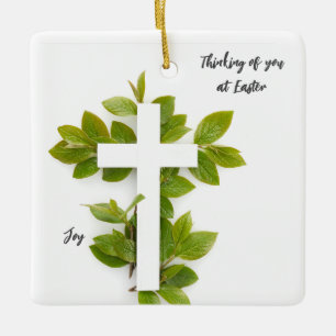 Thinking of you at Easter editable text  Ceramic Ornament