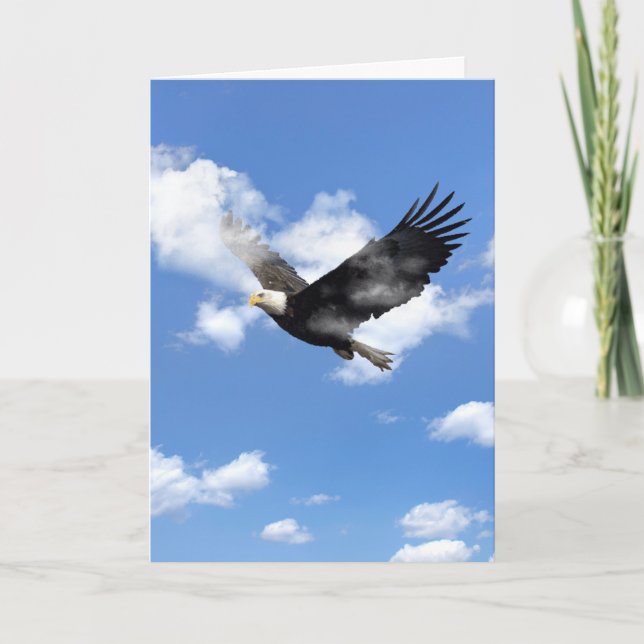 Thinking of You Bald Eagle In Clouds Card (Front)