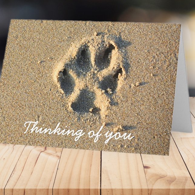 Thinking of You Beach Sand Simple Pet Dog Sympathy Card (Creator Uploaded)