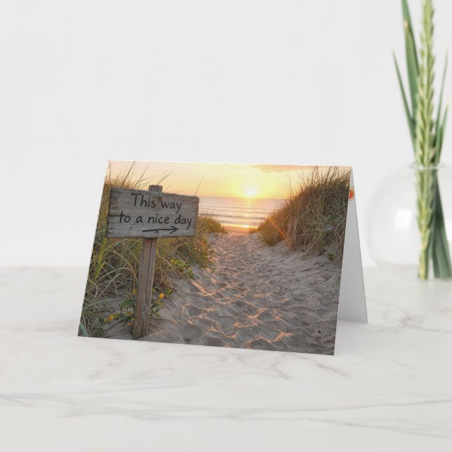 Thinking of You Beach Sign  Card (Front)