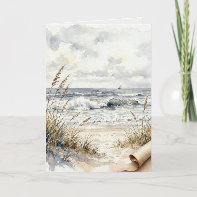 Thinking of You Beach with Curled Paper Card (Front)
