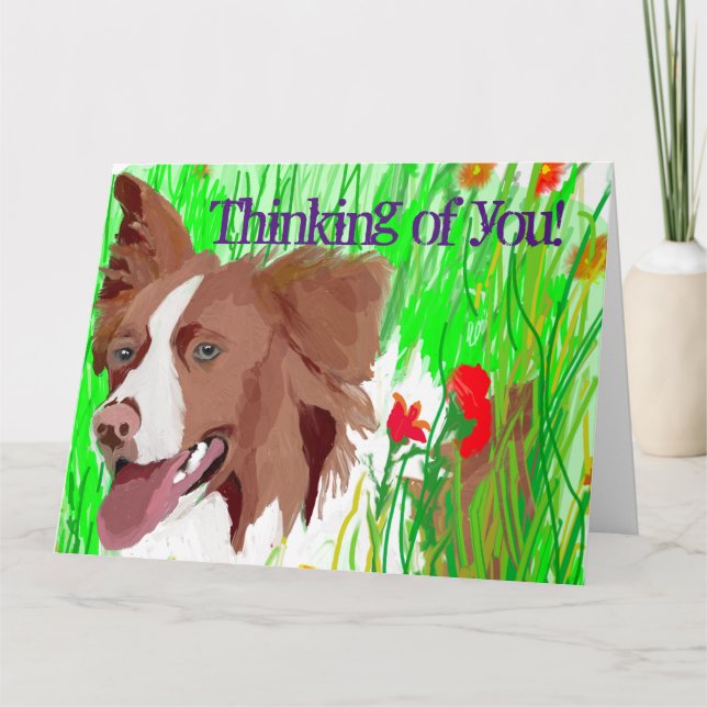 Thinking of You Beautiful Border Collie Love Card (Front)