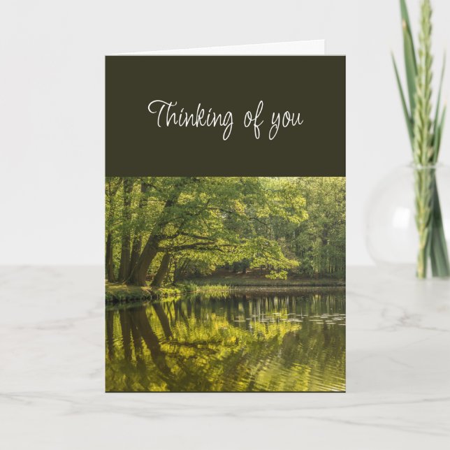 Thinking of You Beautiful Pond Water Trees Forest  Card (Front)