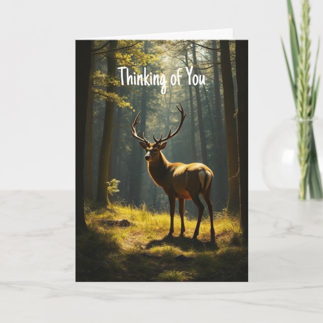 Thinking of You Beautiful Stag Deer Animal  Card (Front)