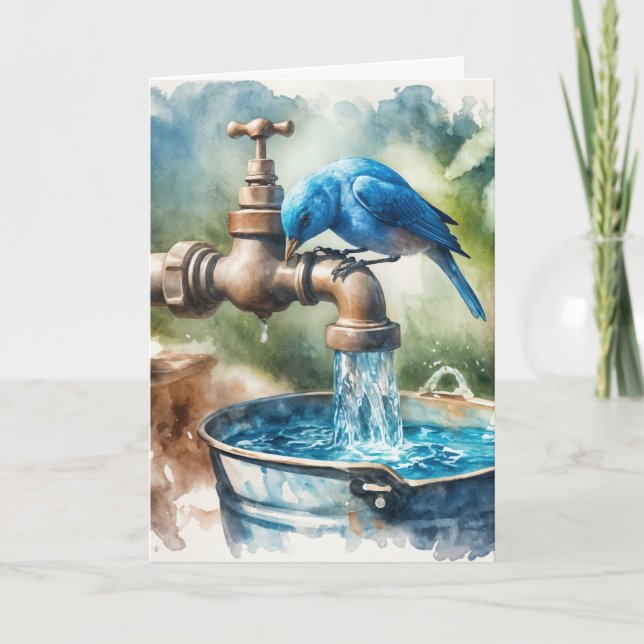 Thinking of You Bluebird On a Faucet Card (Front)