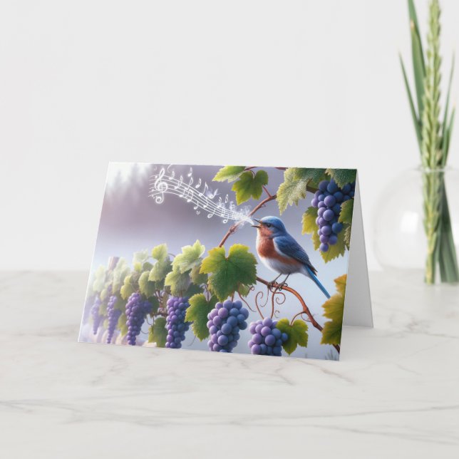 Thinking of You Bluebird On a Grapevine Card (Front)