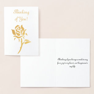 Thinking of You - Bold Gold Rose Foil Card