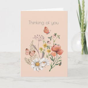 Thinking of You Botanical Wildflower Flower Boho Card
