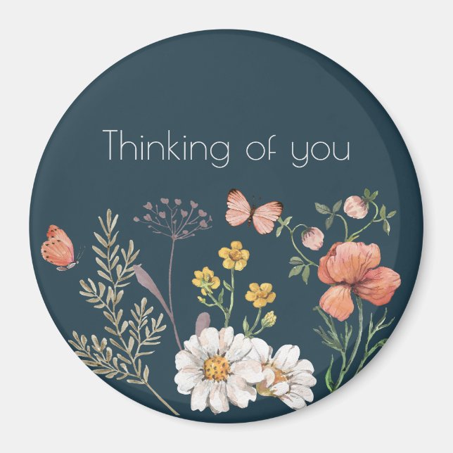 Thinking of You Botanical Wildflower Flower Boho Magnet (Front)
