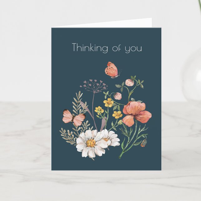 Thinking of You Botanical Wildflower Flower Boho Thank You Card (Creator Uploaded)