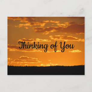 Thinking of You Bright Orange Sky Photo Sunset Postcard