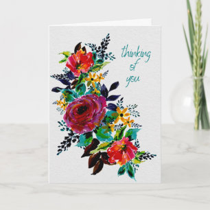 Thinking of You – Bright Painterly Floral Card