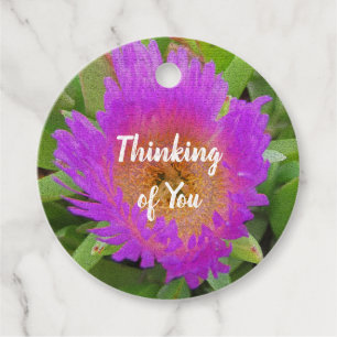 Thinking of You Bright Purple Flower Photo Floral Favour Tags