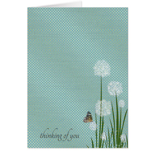 thinking of you butterfly on puff flower (Front)