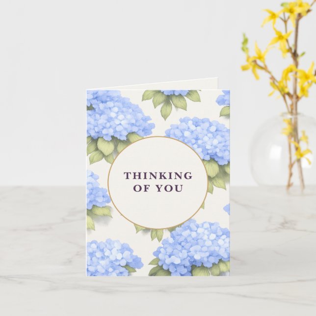 Thinking of You Card | Blue Hydrangea Floral (Yellow Flower)