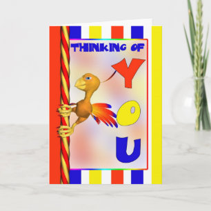 Thinking Of You Card - Fun Cartoon Phoenix - Fun a