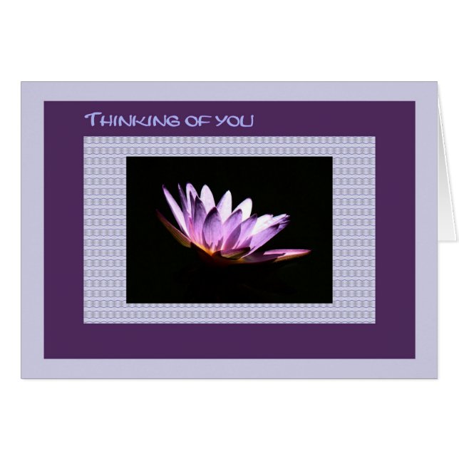 Thinking of You Card Purple Water Lily (Front Horizontal)