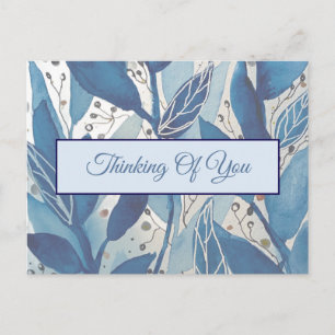 Thinking of You Cards   Blue Botanical Leaves