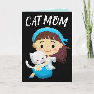 THINKING OF YOU 'CAT MOM' (GIRL & CAT) CARD