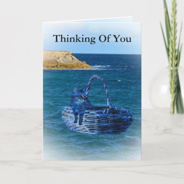 Thinking Of  You Cat Sea Adventure Greeting Card (Front)