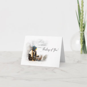 Thinking of you - Child Sitting & waiting-Snow Card