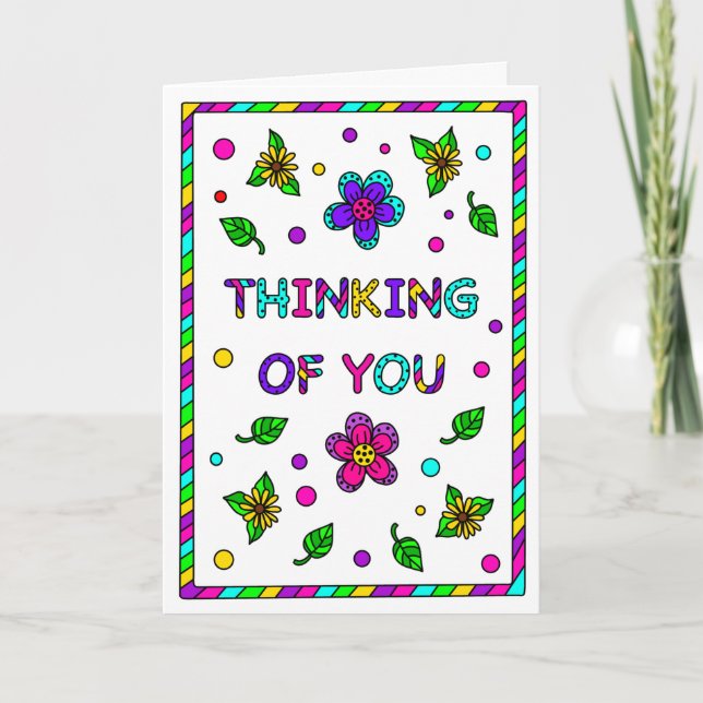 Thinking of You | Colouring Page Inside Card (Front)