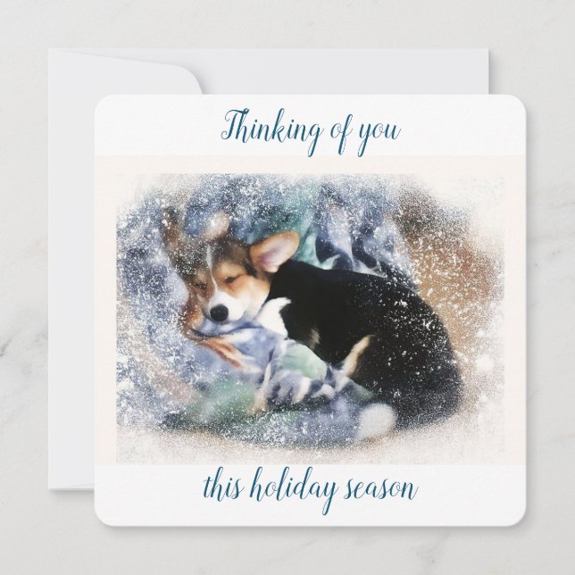 Thinking of You Corgi Puppy Card (Front)