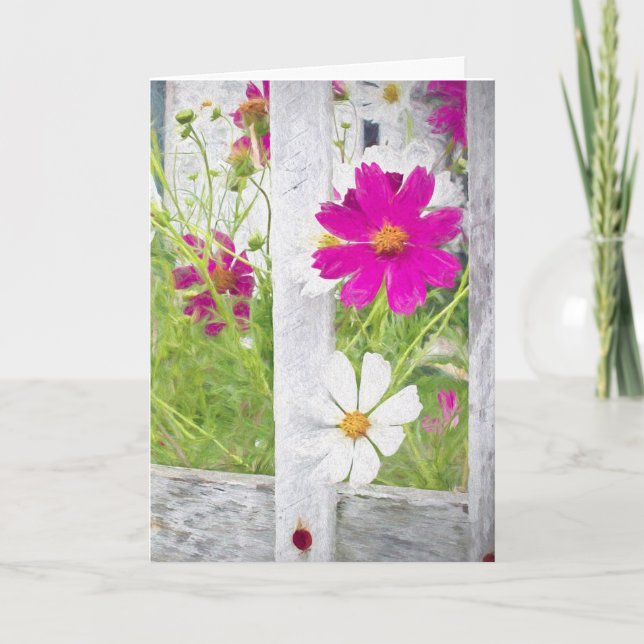 thinking of you-cosmos flower garden card (Front)
