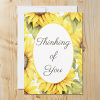 Thinking of You Customisable Watercolor Sunflower 