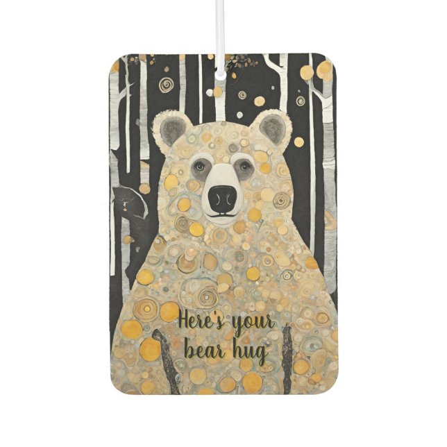 Thinking of You Cute Bear Hug Car Air Freshener (Front)