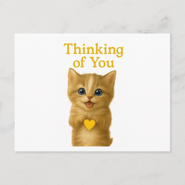 Thinking of You Cute Kitten Card (Front)