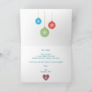 Thinking of You Cute Teddy Bear Christmas Card
