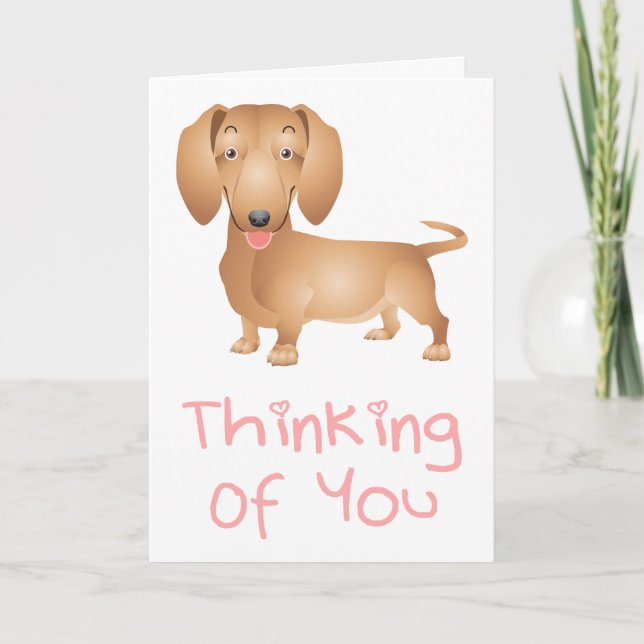 Thinking of You Dachshund Puppy Dog Note Card (Front)