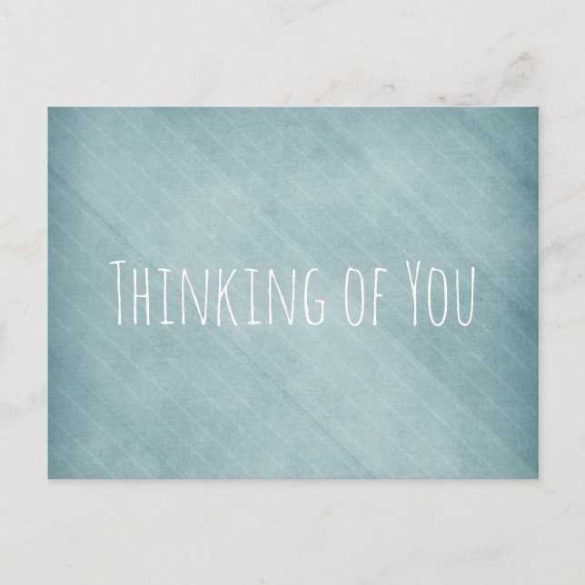 Thinking of You Diagonal Teal Grunge Stripes Postcard (Front)
