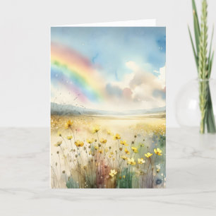 Thinking of You Dreamy Wildflowers and Rainbow Card