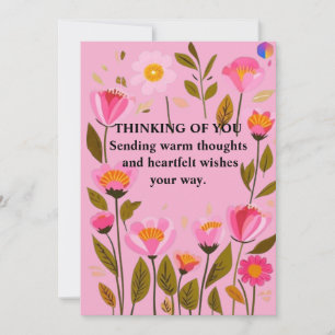 Thinking of You Floral Greeting Card   Pink Wildfl