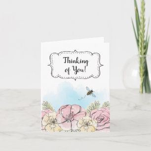 Thinking of You Flowers and Bee Card
