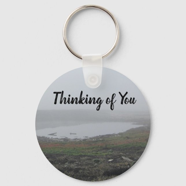 Thinking of You Foggy Landscape Photo Beach Fog Key Ring (Front)