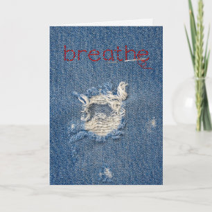 thinking of you frayed blue jean hole card