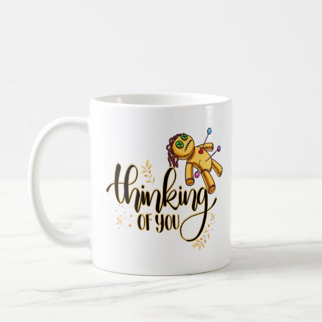 Thinking of You Funny Halloween Voodoo Doll Coffee Mug (Left)