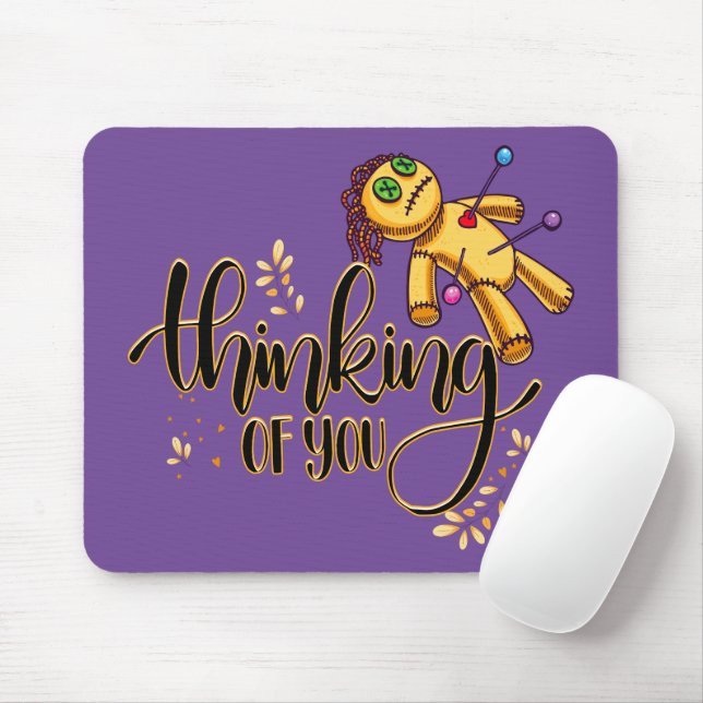 Thinking of You Funny Halloween Voodoo Doll Mouse Pad (With Mouse)
