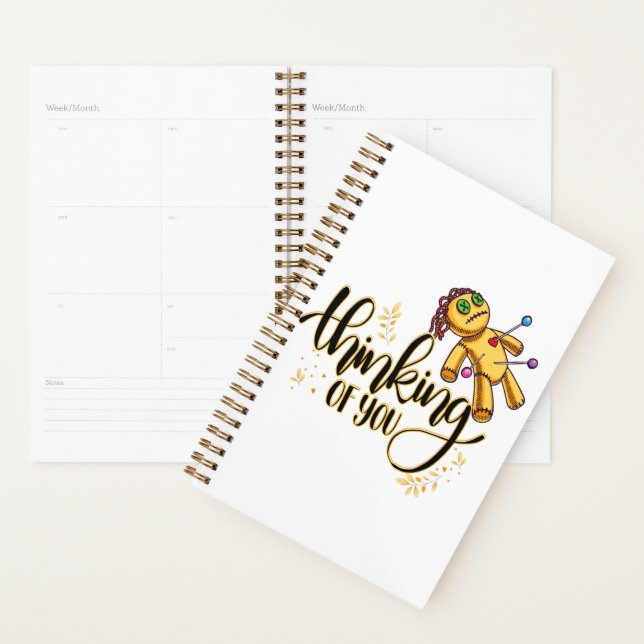 Thinking of You Funny Halloween Voodoo Doll Planner (Display)