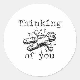 Thinking Of You Funny Vintage Voodoo Doll Classic Round Sticker