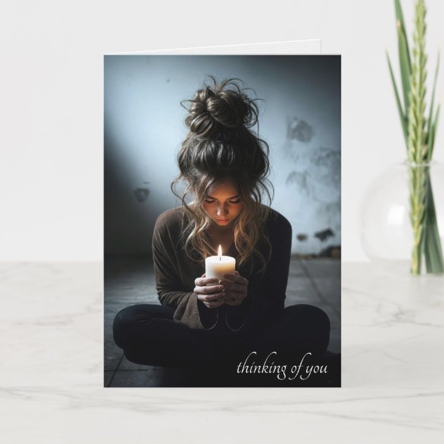 Thinking of You Girl in a Dark Room Card (Front)