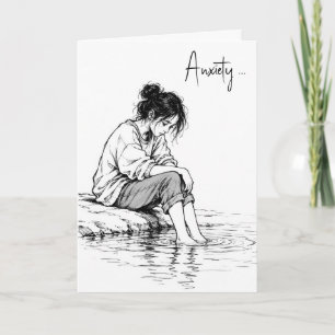 Thinking of you Girl with Feet in Water Card