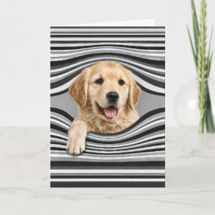 Thinking of You Golden Retriever in Abstract Hole Card