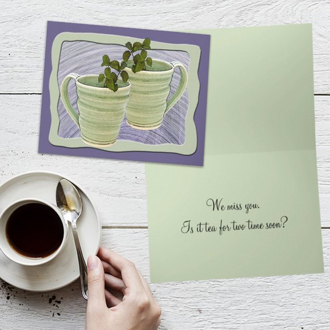 Thinking of You Green Cups Mint Leaves Photo  Card (Creator Uploaded)