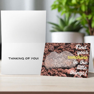 Thinking Of You Hand Etched Sun On Rock Greeting Card